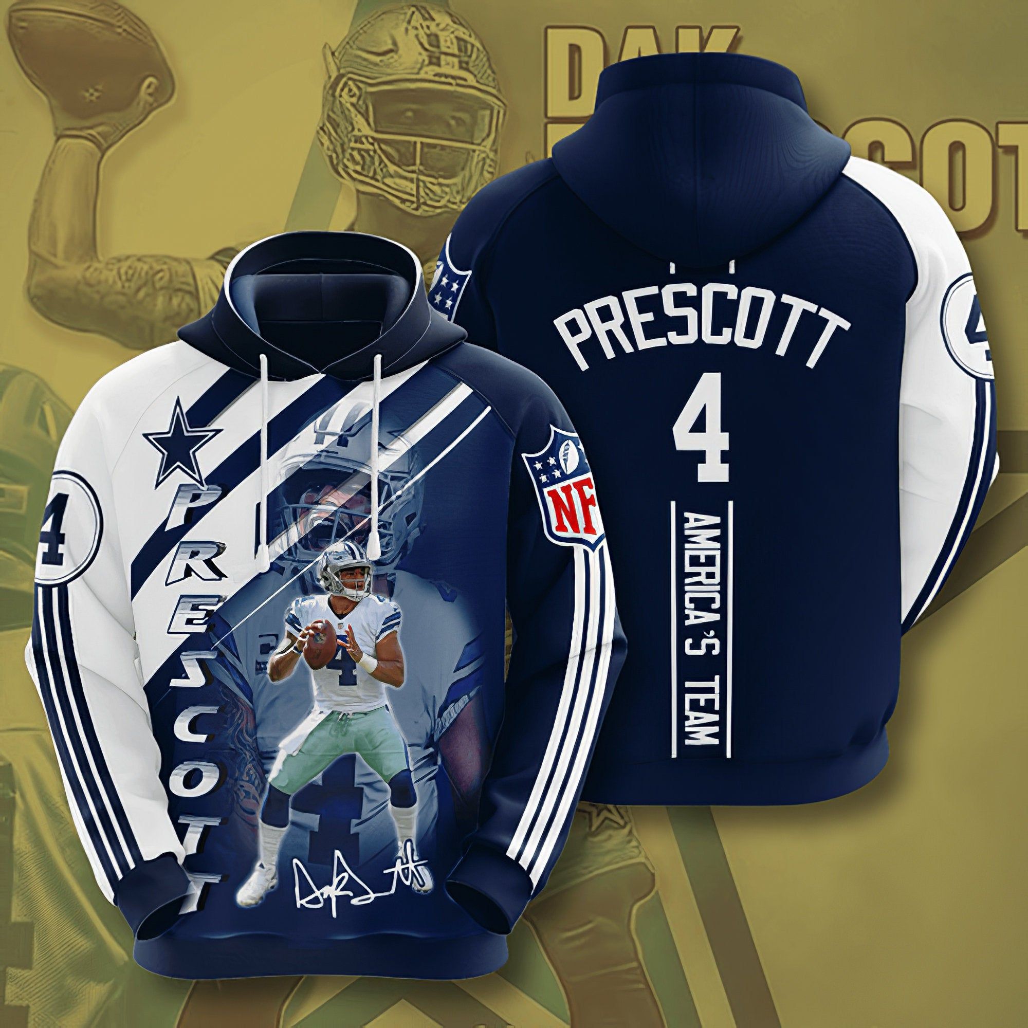 Dallas Cowboys Dak Prescott 3D 3D Hoodie 3D Zipper Hoodie Dallas Cowboys Dak Prescott 3D 3D Hoodie 3D Zipper Hoodie