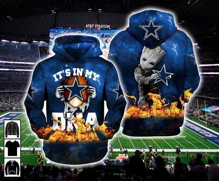 Dallas Cowboys Its My Dna Groot Custom Graphic Printed Ds0 05980 V4417 All Over Printed Hoodie 3D Zipper Hoodie