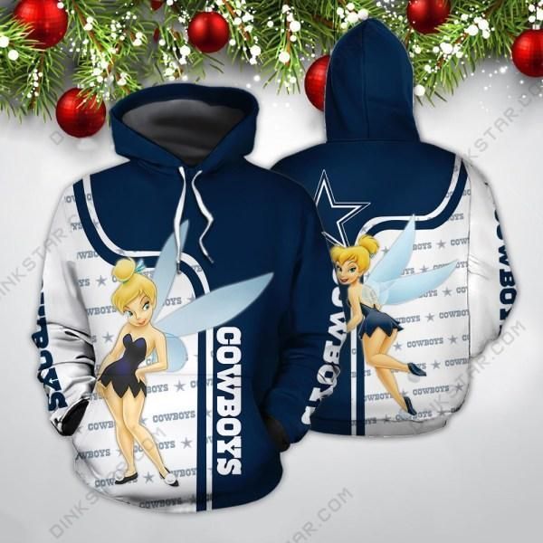 Dallas Cowboys With Tinkerbell Hoodie 3D Zipper Hoodie 4412 Tnt 05938