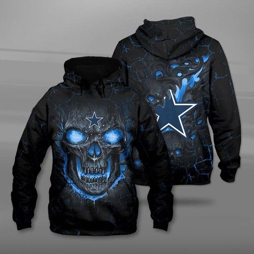 Dallas Cowboys Hello Darkness My Old Friend Skull Dallas Cowboys Dallas Cowboys All Over Printed Hoodie 3D Zipper Hoodie