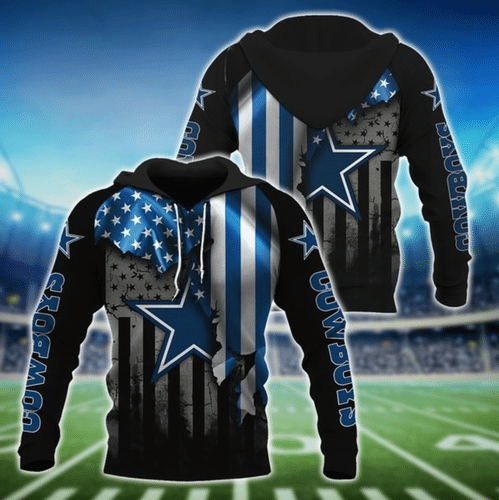 Dallas Cowboys American Flag And Up Dallas Cowboys American Flag Dallas Cowboys All Over Printed Hoodie 3D Zipper Hoodie