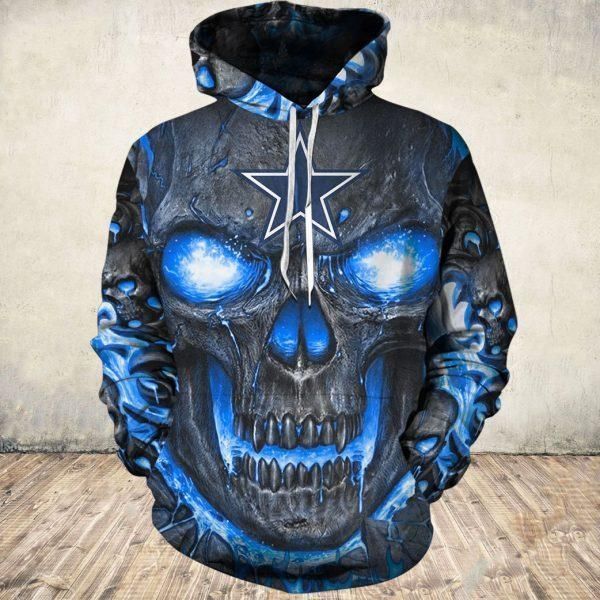 Dallas Cowboys Hello Darkness My Old Friend 3D Skull Hoodie 3D Zipper Hoodie Full All Over Printhoodie For Fans Apparel Ds0 05863