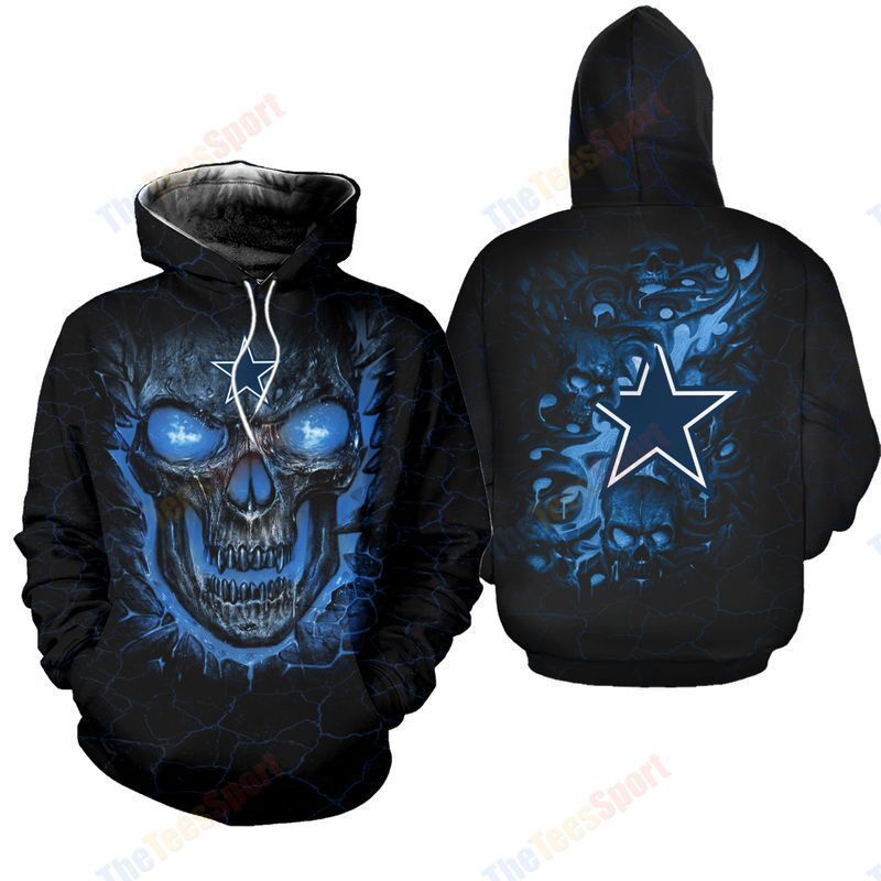 Dallas Cowboys 3D Skull Zipper Hoodie 3D Zipper Hoodie Apparel Tnt 00012