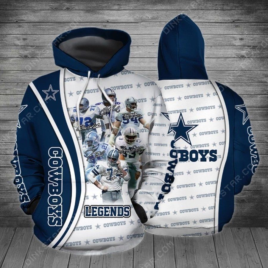 Dallas Cowboys Legends Hoodie 3D Zipper Hoodie Zip Hoodie 3D Zipper Hoodie Shirt