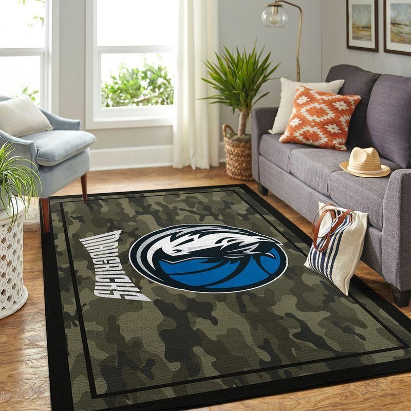 Dallas Mavericks Team Logo Camo Style Rug Room Carpet Custom Area Floor Home Decor