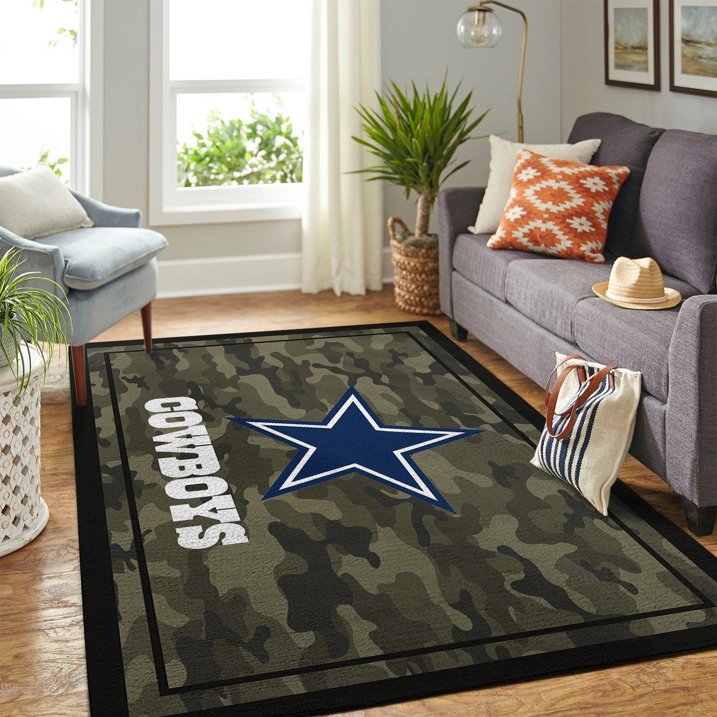 Dallas Cowboys Team Logo Camo Style Nice Gift Home Decor Rectangle Area Rug