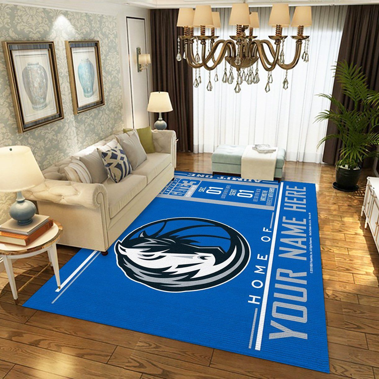 Customizable Dallas Mavericks Wincraft Personalized Team Logo Rug Living Room Rug Floor Home Decor