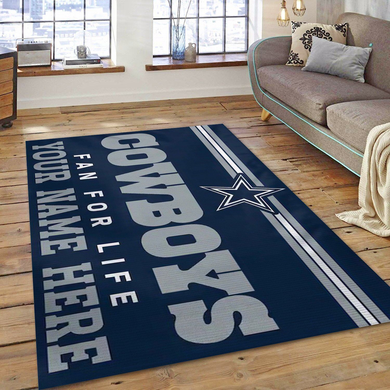 Dallas Cowboys Fan Customizable Living Room Rug Rug Us Gift Decor