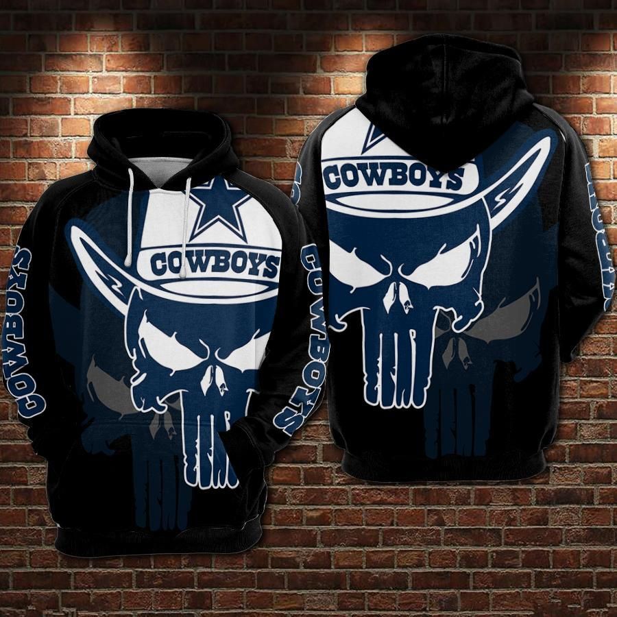 Dallas Cowboys Punisher Skull Black Men And Women 3D Full Printing Pullover Hoodie And Zippered Dallas Cowboys 3D Full Printinghoodie Zip 3D 2020