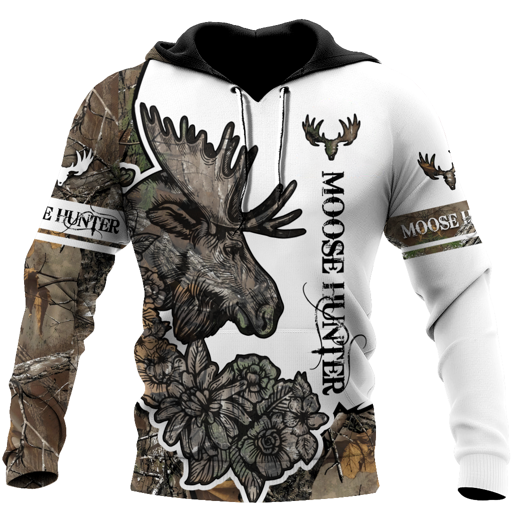 Moose Hunter Deer Hunting Hoodies 3D Mothers Day Gifts – Auntie Grandma Nana Love Deer Flower Shirt