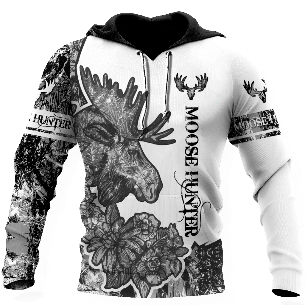 Moose Hunter Deer Lover Hoodies 3D Gift Men Women – Deer Flower Love Hunting Mothers day Shirt A18