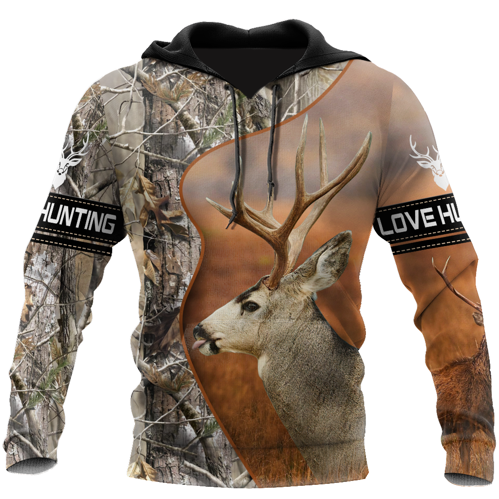 Deer Lover Cute Funny Deer Hunting Hoodies 3D Shirt – Grandpa Dad Deer Hunter Vintage 3D Gifts For Men Women A13