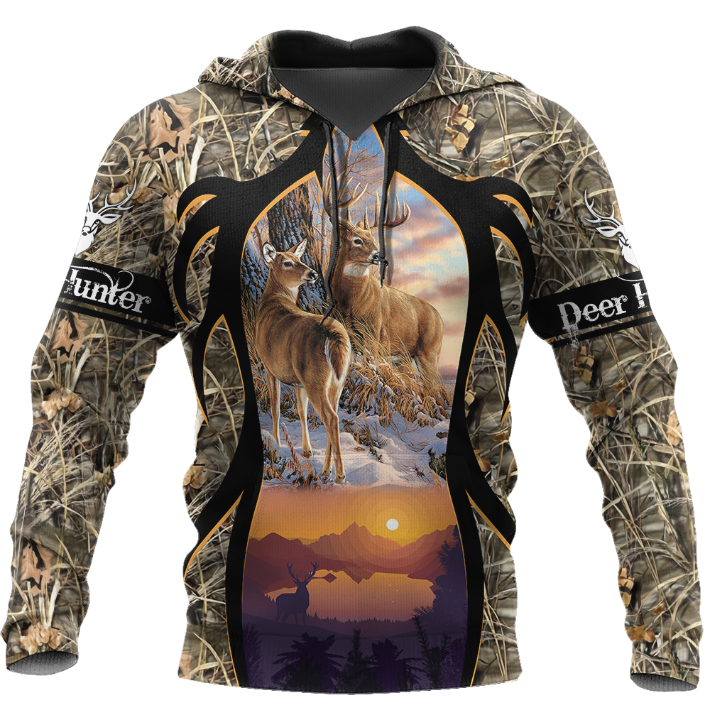 Deer Hunting Hoodies 3D Father Gifts – Grandpa Dad Deer Hunter Vintage 3D Gifts For Men A11