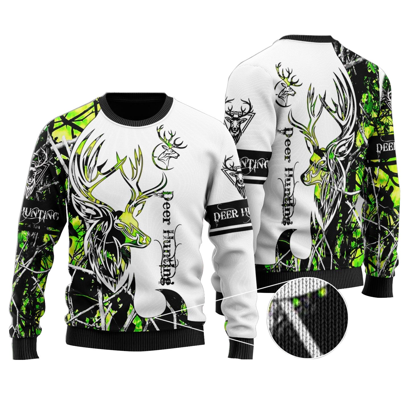 Deer Hunting Green Style Ugly Sweater Unisex 3D Shirt Christmas Gifts