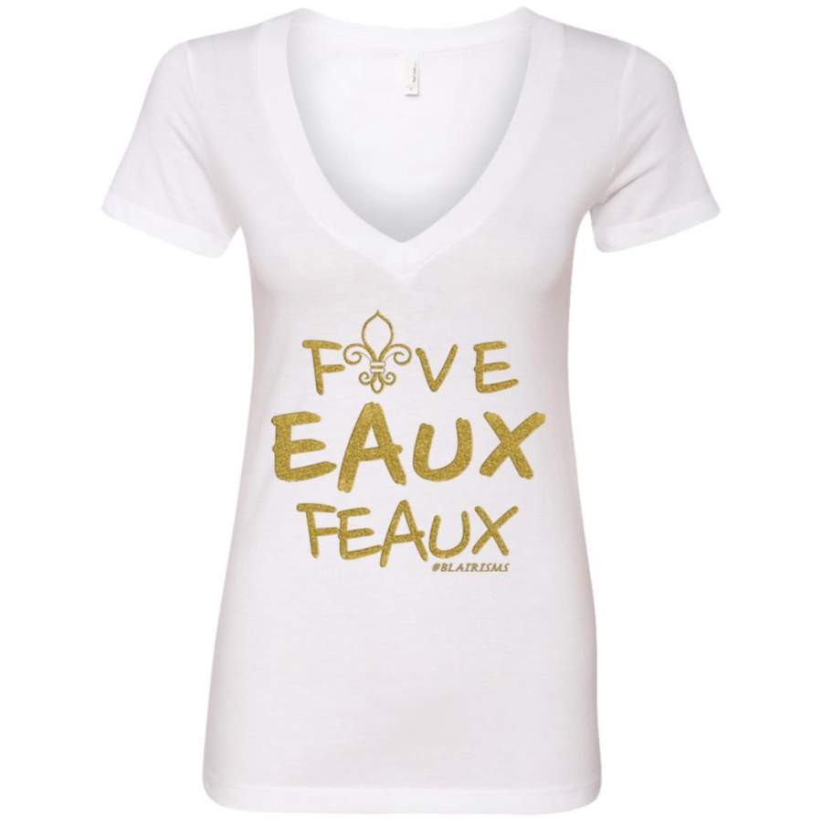 FiveEAUXFeaux GOLD Women’s Deep V-Neck