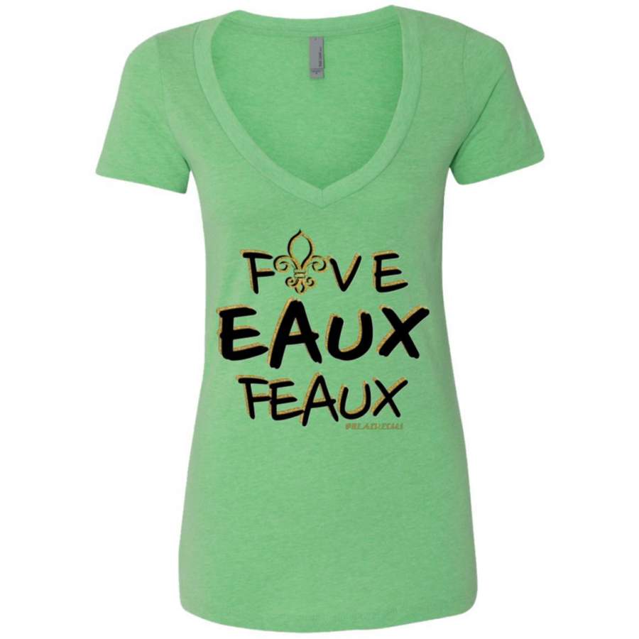 FiveEauxFeaux Black-&-Gold Women’s Deep V-Neck