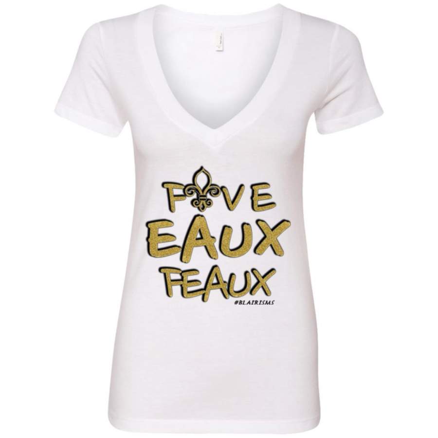 FiveEauxFeaux Gold-&-Black Women’s Deep V-Neck