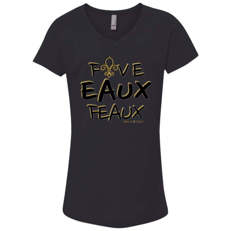 FiveEauxFeaux Black-&-Gold Girl’s V-Neck