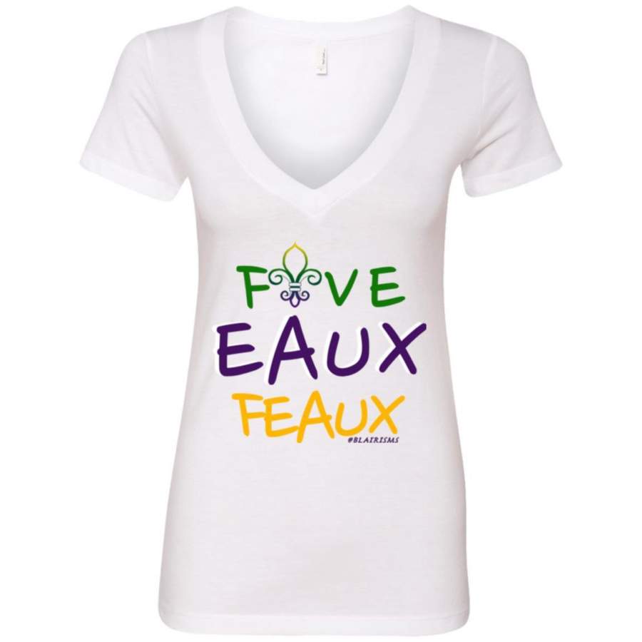 FiveEauxFeaux Mardi Gras Women’s Deep V-Neck