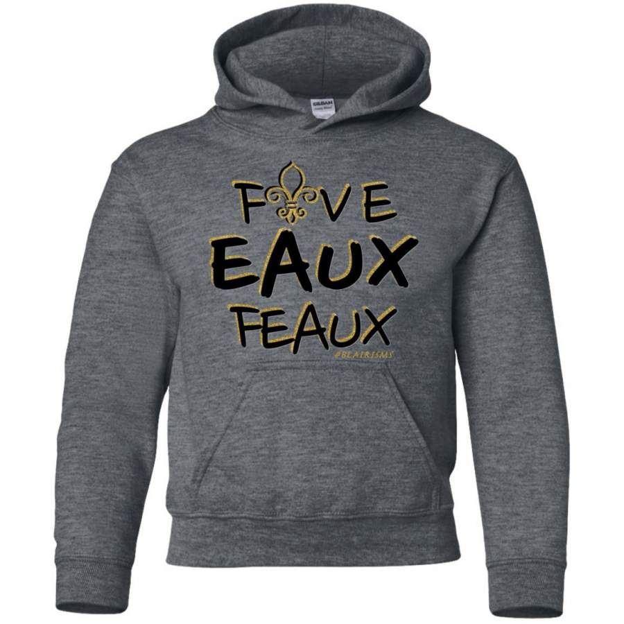 FiveEauxFeaux Black-&-Gold Youth Pullover Hoodie