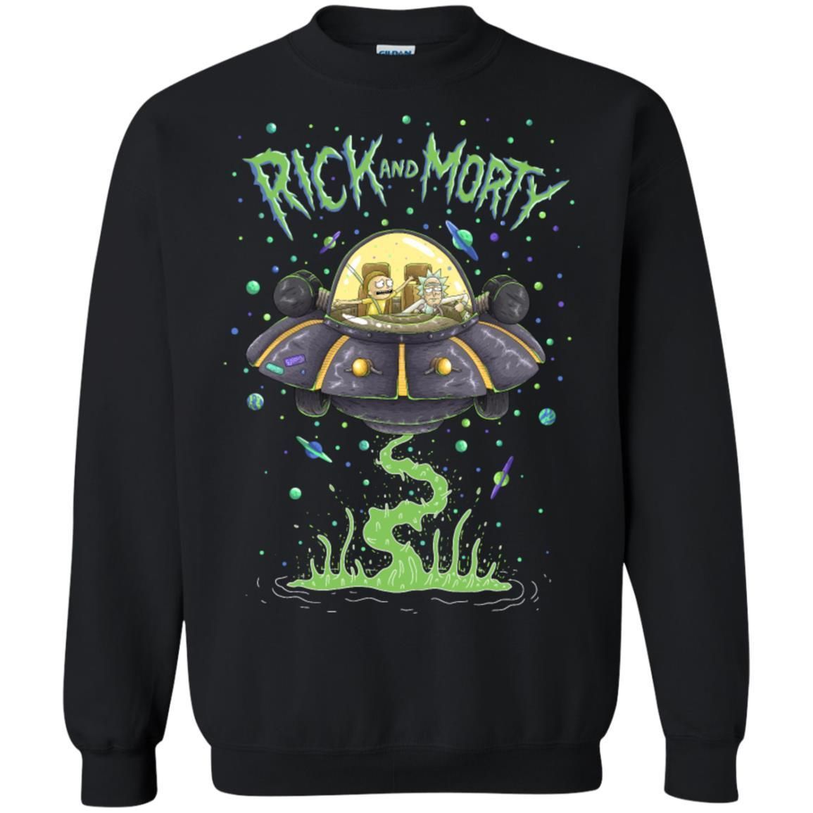 Rick And Morty Spaceship Illustration Unisex Crewneck Pullover Sweatshirt