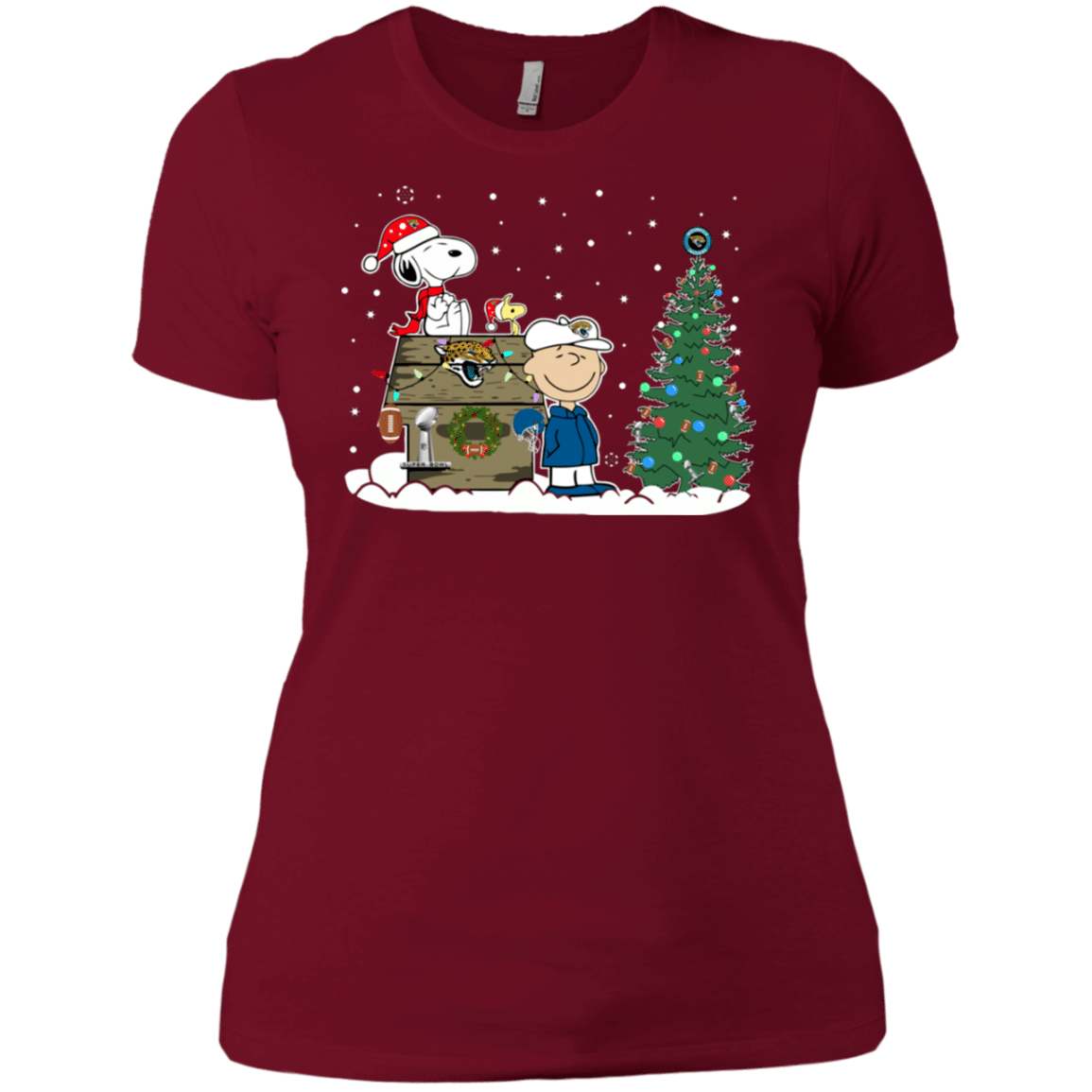 Check Out This Awesome Jacksonville Jaguars Snoopy The Peanuts Ugly Christmas Sweater Super Bowl Women’S T-Shirt