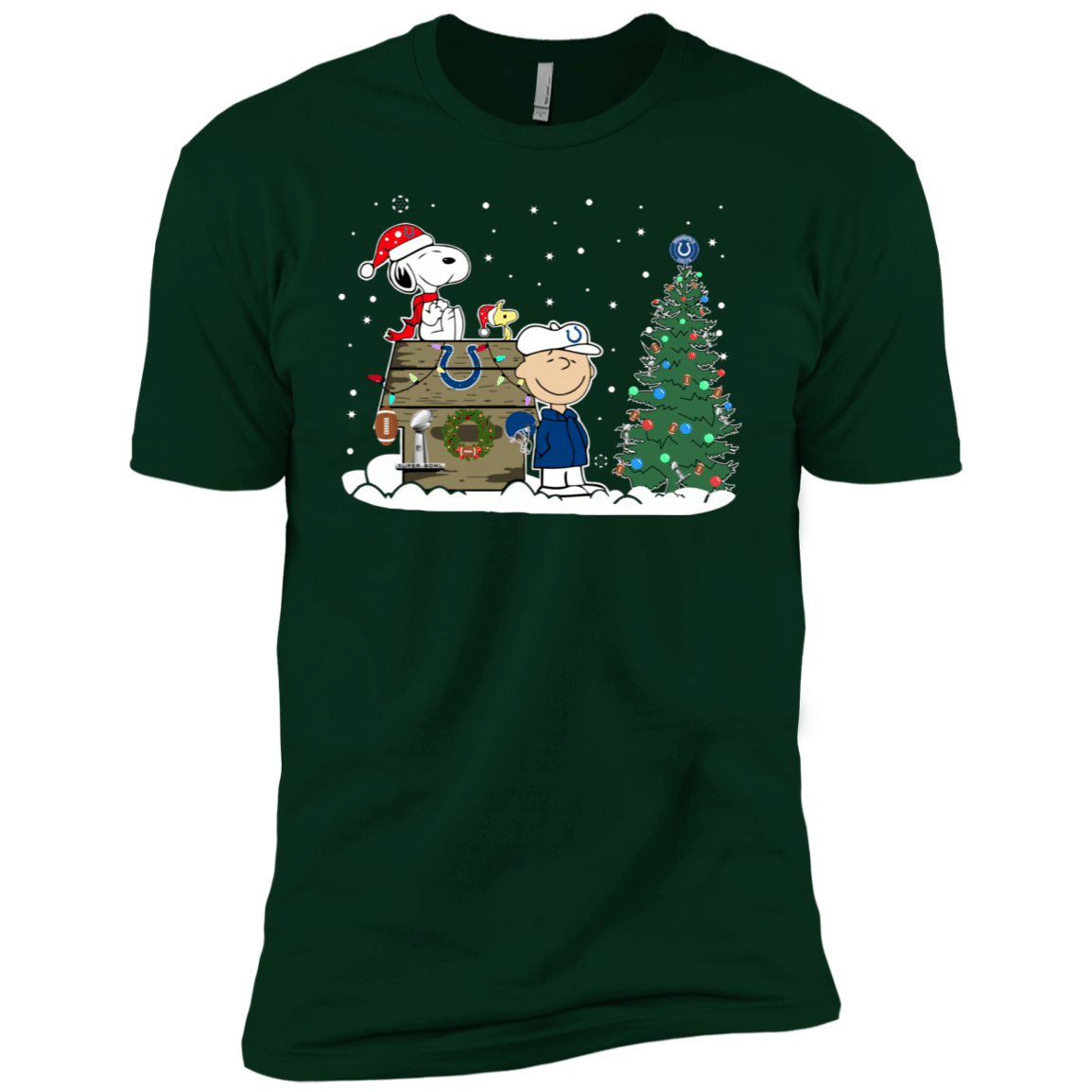 Check Out This Awesome Indianapolis Colts Snoopy The Peanuts Ugly Christmas Sweater Super Bowl Men’S T-Shirt