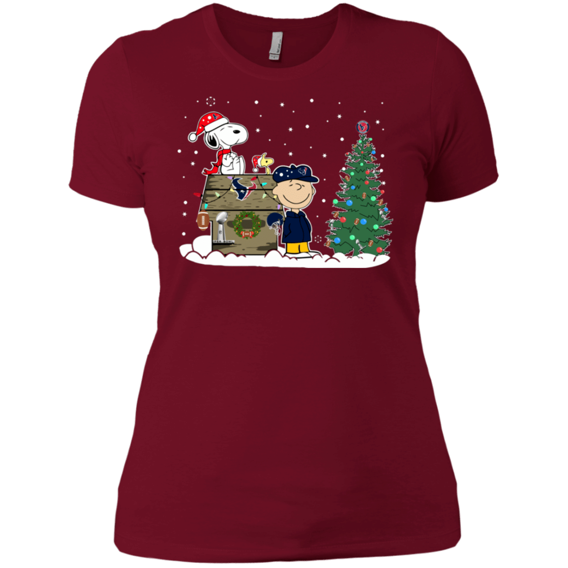 Check Out This Awesome Houston Texans Snoopy The Peanuts Ugly Christmas Sweater Super Bowl Women’S T-Shirt