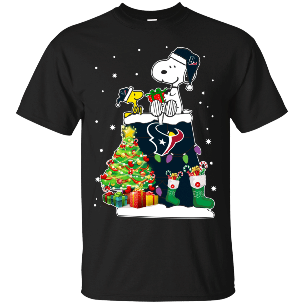 Check Out This Awesome Houston Texans Snoopy & Woodstock Christmas Shirt G200 Gildan Ultra Cotton T-Shirt