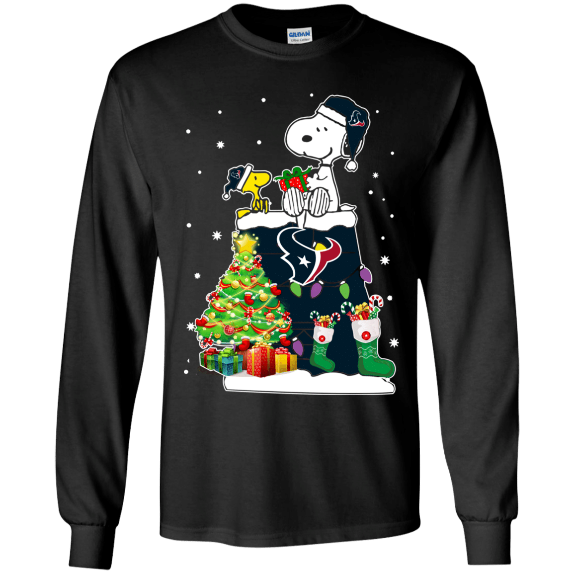 Check Out This Awesome Houston Texans Snoopy & Woodstock Christmas Shirt Youth Ls Shirt