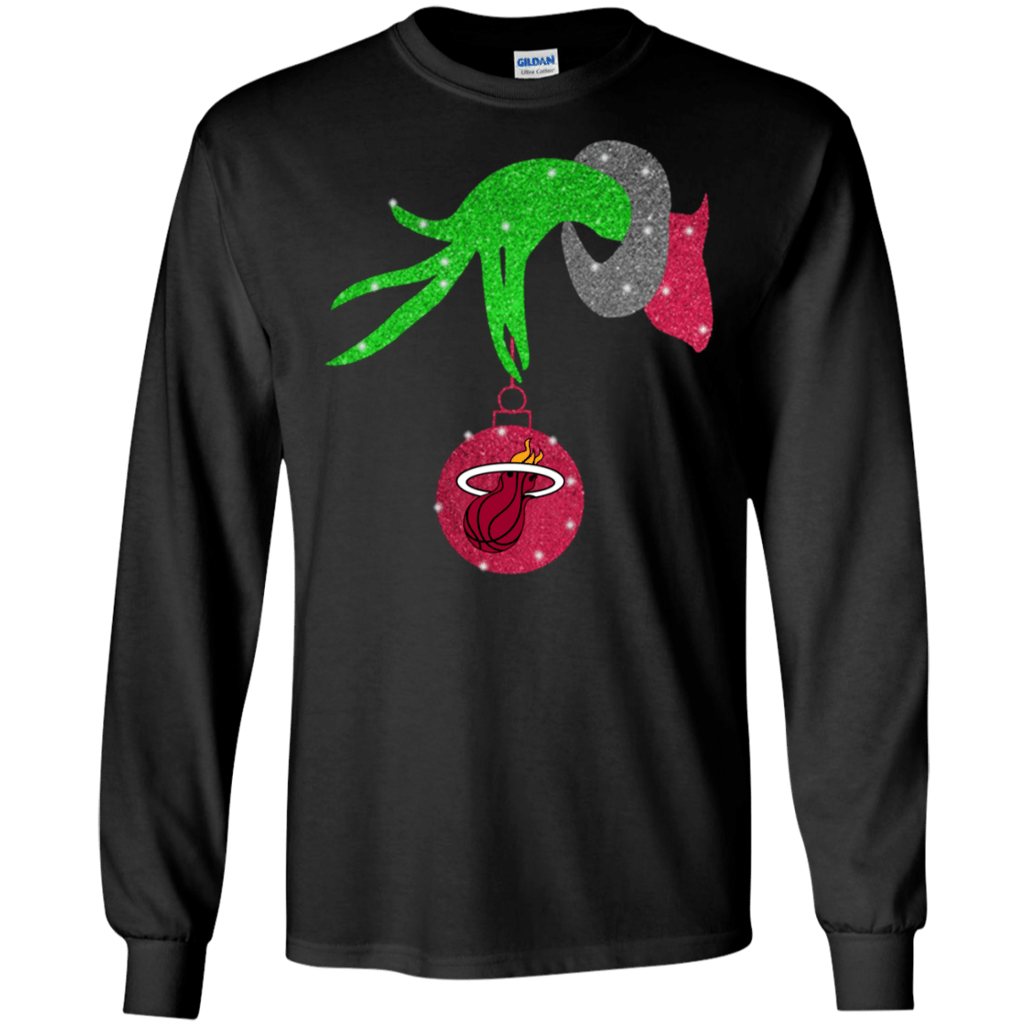 Check Out This Awesome Grinch Hand Holding Miami Heat Glitter Christmas Shirt Ultra Cotton Shirt