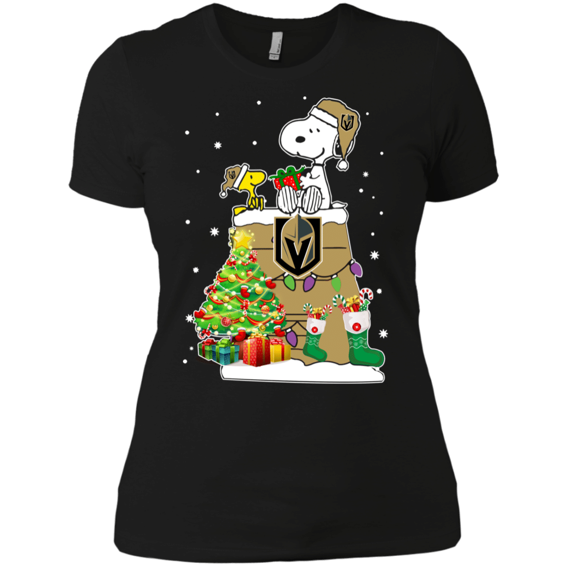 Check Out This Awesome Golden Knights Snoopy & Woodstock Christmas Shirt Ladies’ Boyfriend Shirt