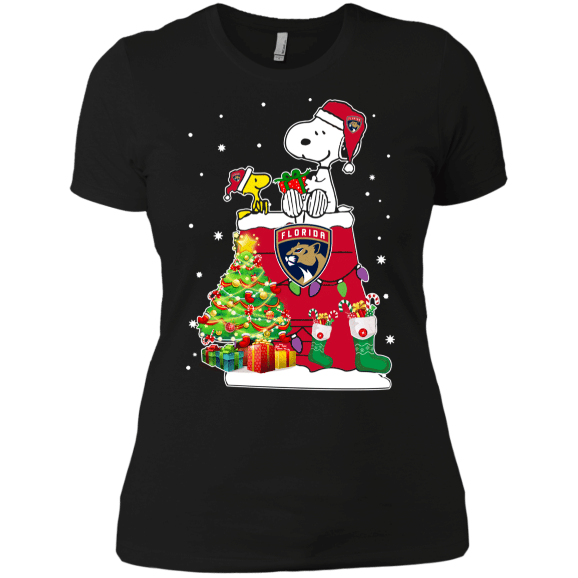 Check Out This Awesome Florida Panthers Snoopy & Woodstock Christmas Shirt Ladies’ Boyfriend Shirt