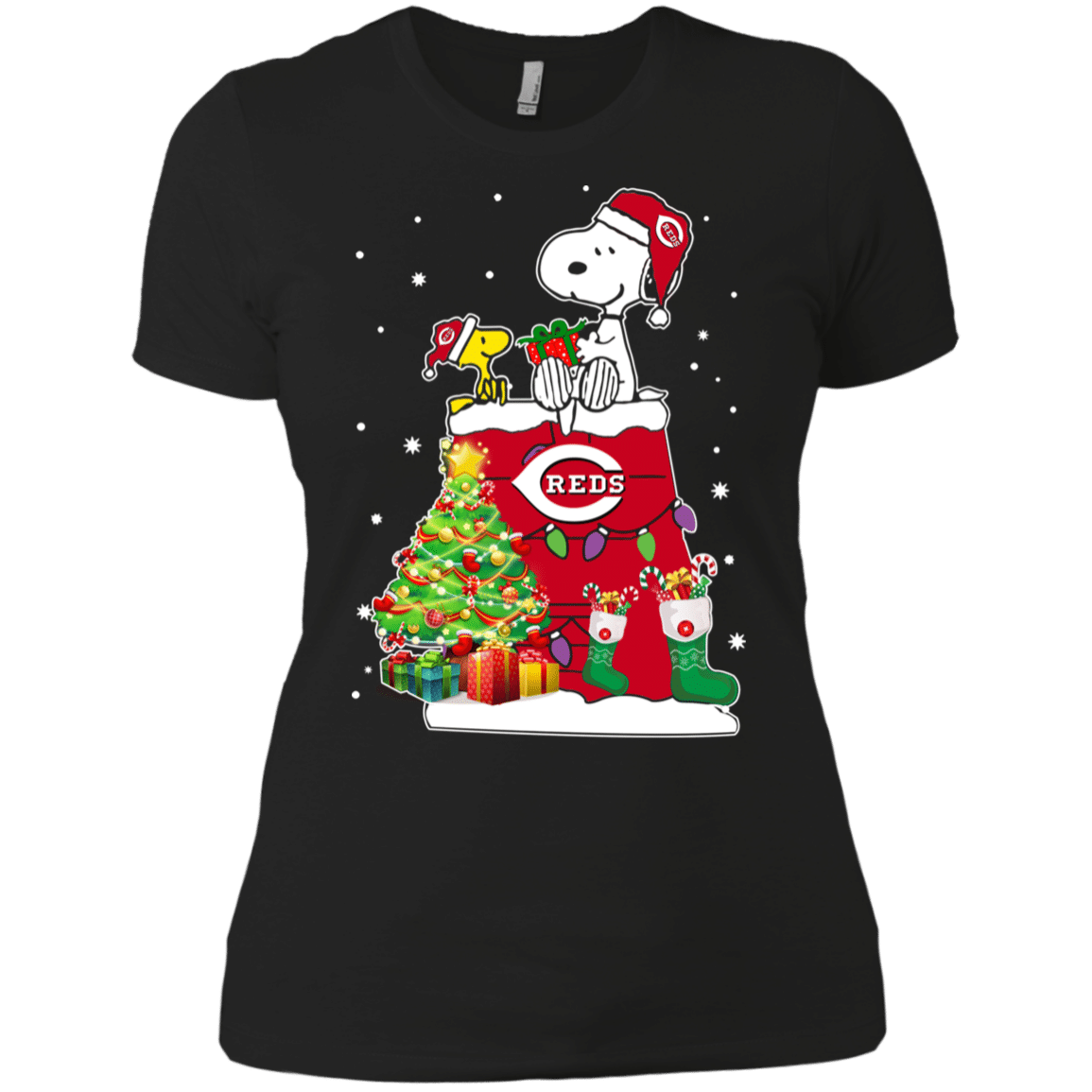 Check Out This Awesome Cincinnati Reds Snoopy & Woodstock Christmas Shirt Ladies’ Boyfriend Shirt