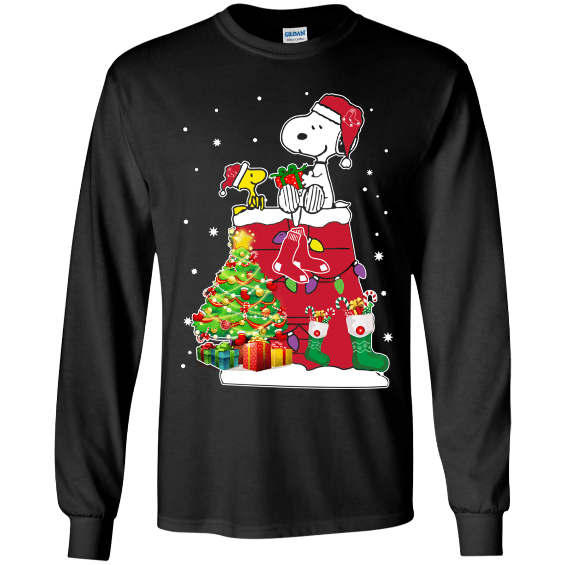 Check Out This Awesome Boston Red Sox Snoopy & Woodstock Christmas Shirt Youth Ls Shirt