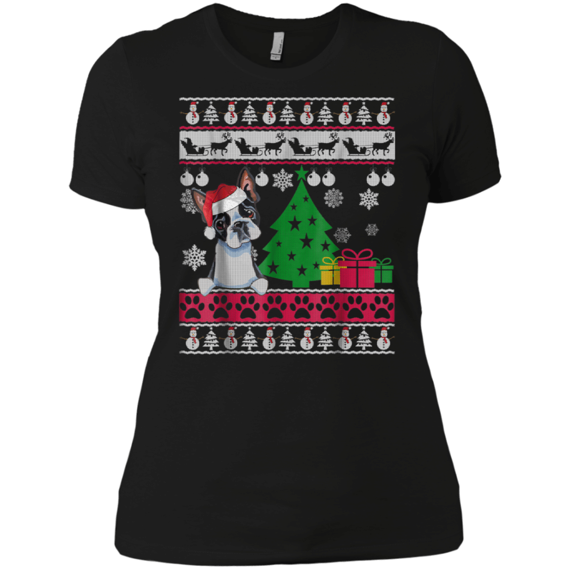 Check Out This Awesome Boston Terrier Ugly Christmas Sweater Xmas Dog Gift Shirt Ladies’ Boyfriend Shirt