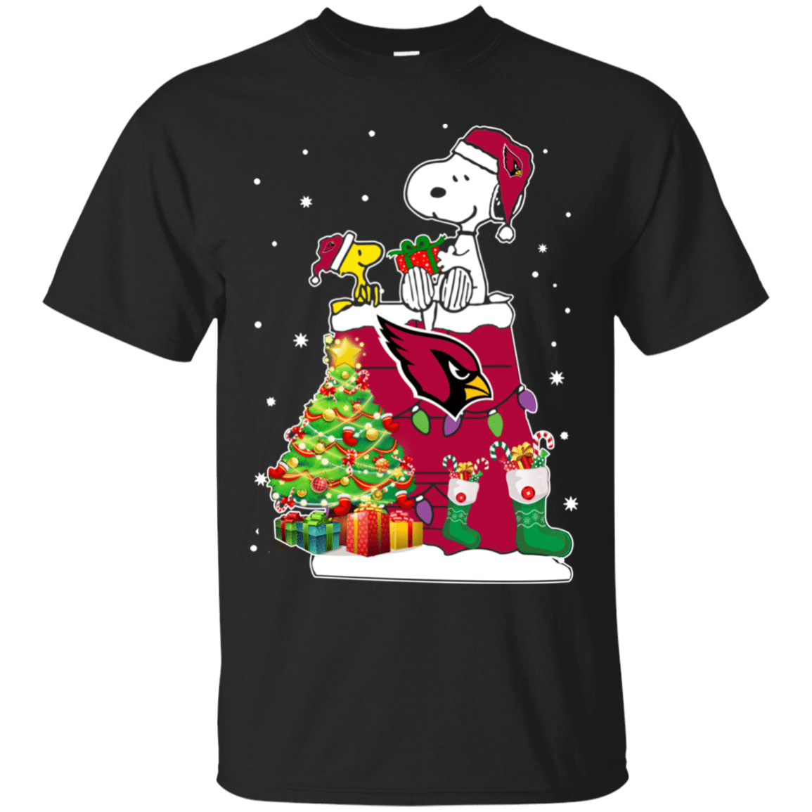 Check Out This Awesome Arizona Cardinals Snoopy & Woodstock Christmas Shirt G200 Gildan Ultra Cotton T-Shirt