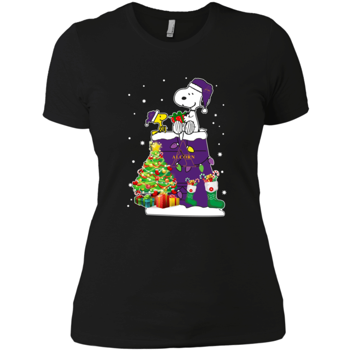 Check Out This Awesome Alcorn State Braves Snoopy & Woodstock Christmas Shirt Ladies’ Boyfriend Shirt