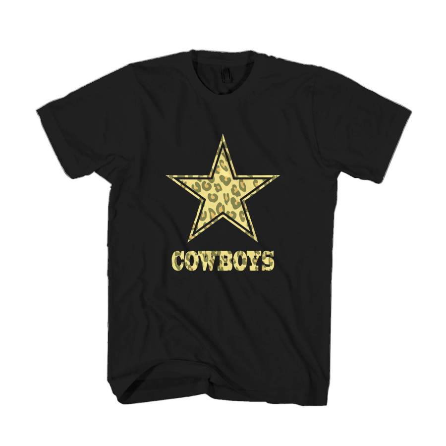 Cheetah Dallas Cowboys Leopard Baseball Star Print Love Deep In The Heart Texas Man’s T-Shirt