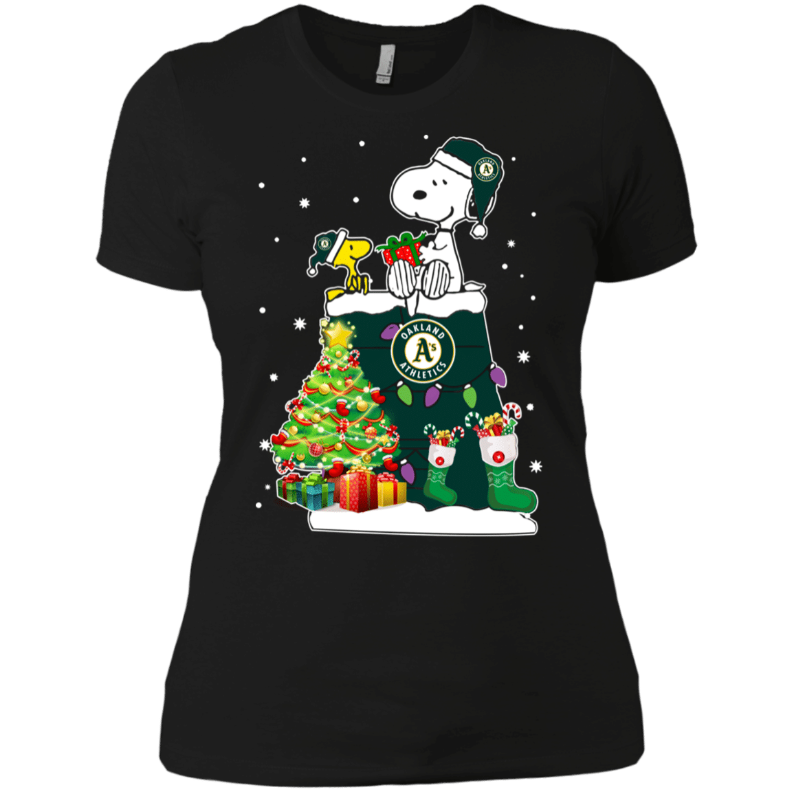 Buy Oakland Athletics Snoopy & Woodstock Christmas Shirt Ladies’ Boyfriend Shirt