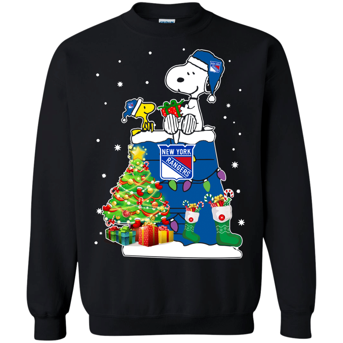 Buy New York Rangers Snoopy & Woodstock Christmas Shirt Sweatshirt