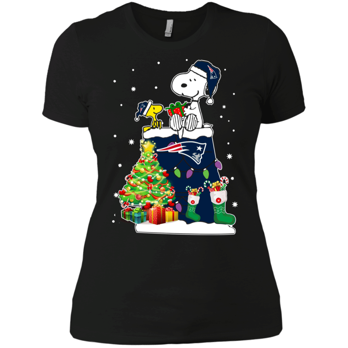 Buy New England Patriots Snoopy & Woodstock Christmas Shirt Ladies’ Boyfriend Shirt