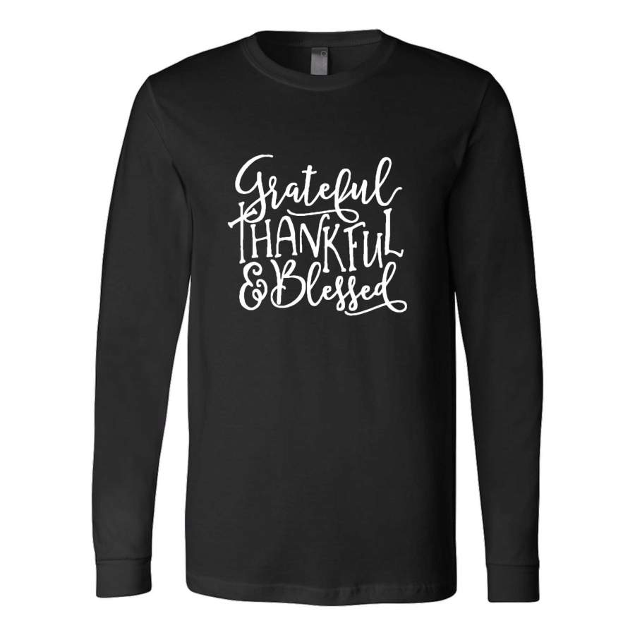 Grateful Thankful Blessed Fall Womans Graphic Long Sleeve T-Shirt