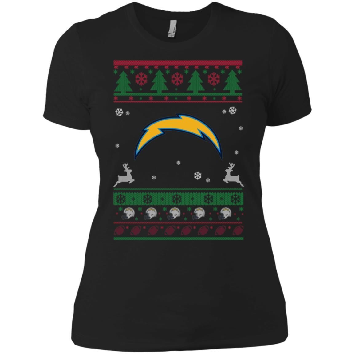 Los Angeles Chargers Logo Football Teams Ugly Christmas Sweater Women T-Shirt