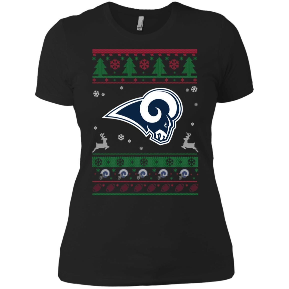 Los Angeles Rams Logo Football Teams Ugly Christmas Sweater Women T-Shirt