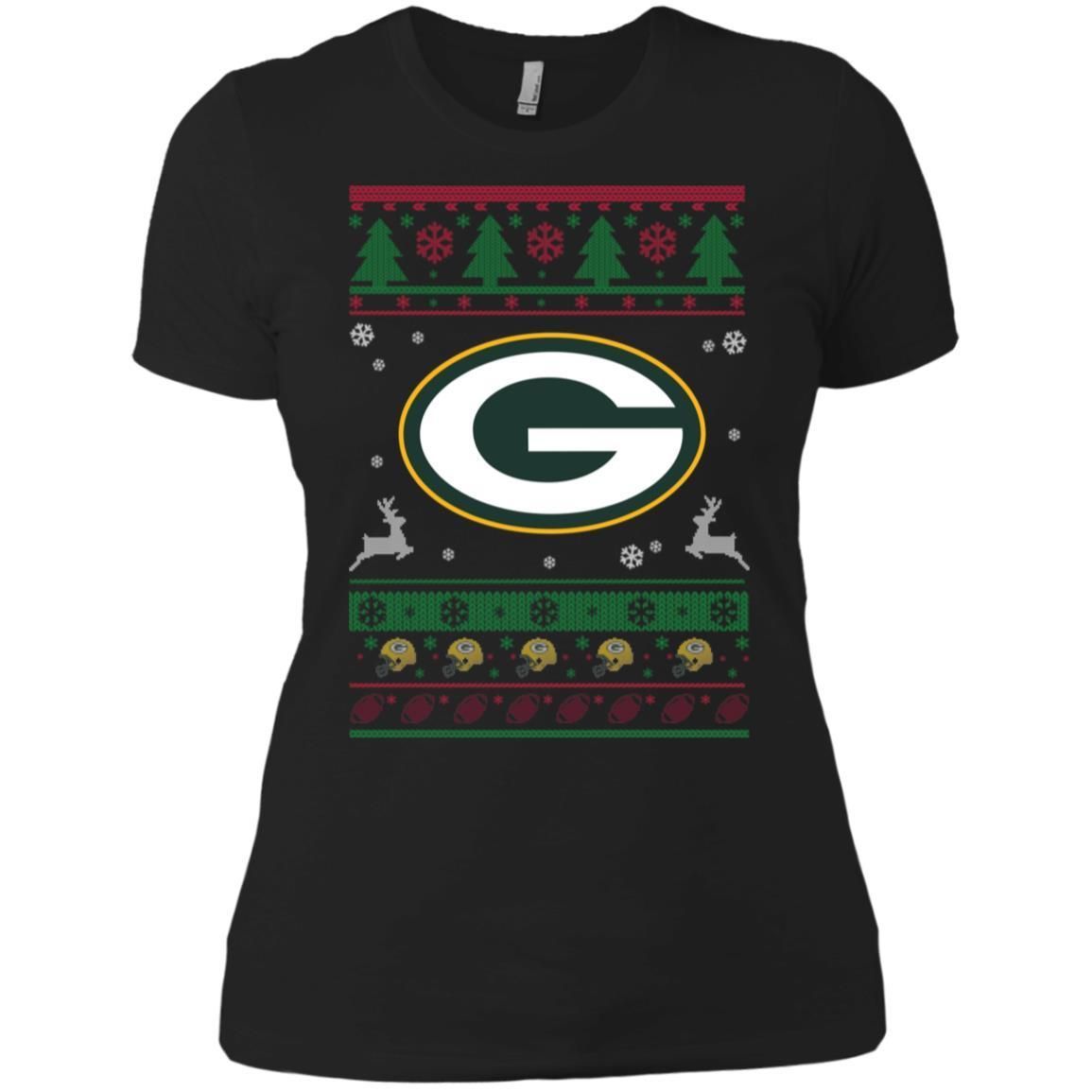 Green Bay Packers Logo Football Teams Ugly Christmas Sweater Women T-Shirt