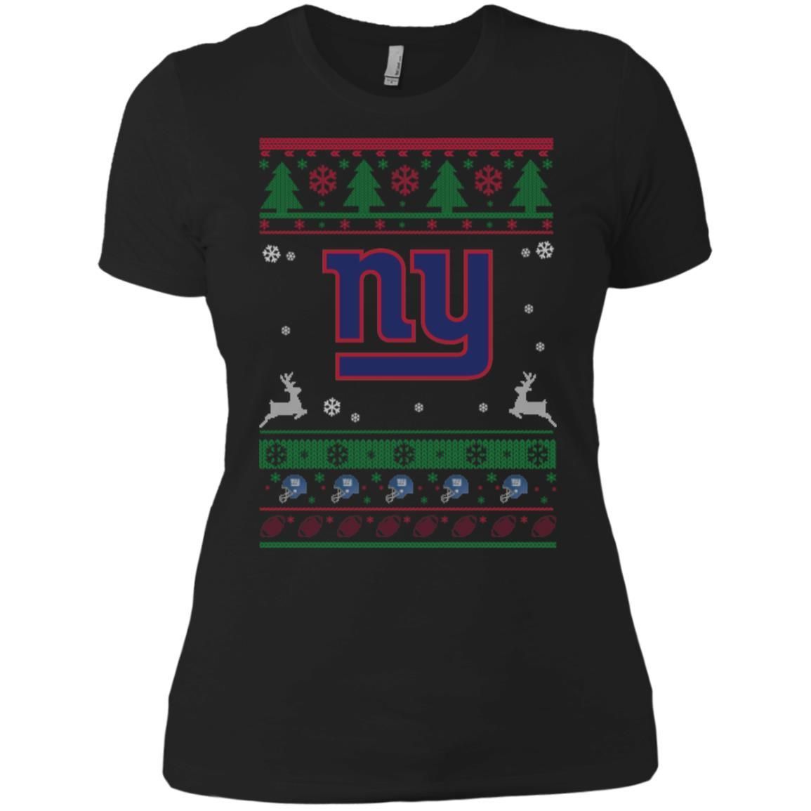 New York Giants Logo Football Teams Ugly Christmas Sweater Women T-Shirt