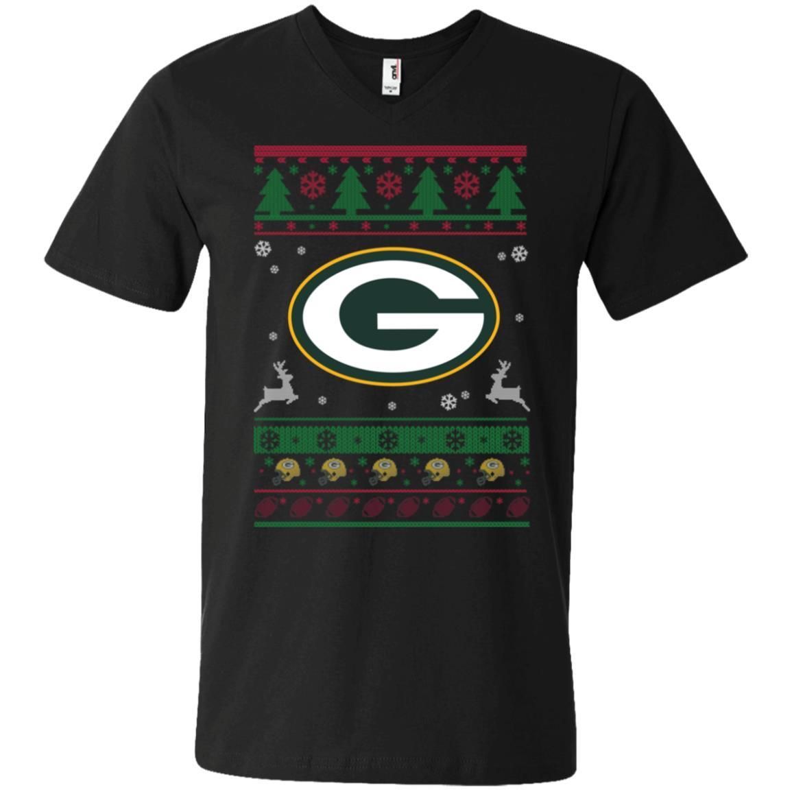 Green Bay Packers Logo Football Teams Ugly Christmas Sweater Men V-Neck T-Shirt