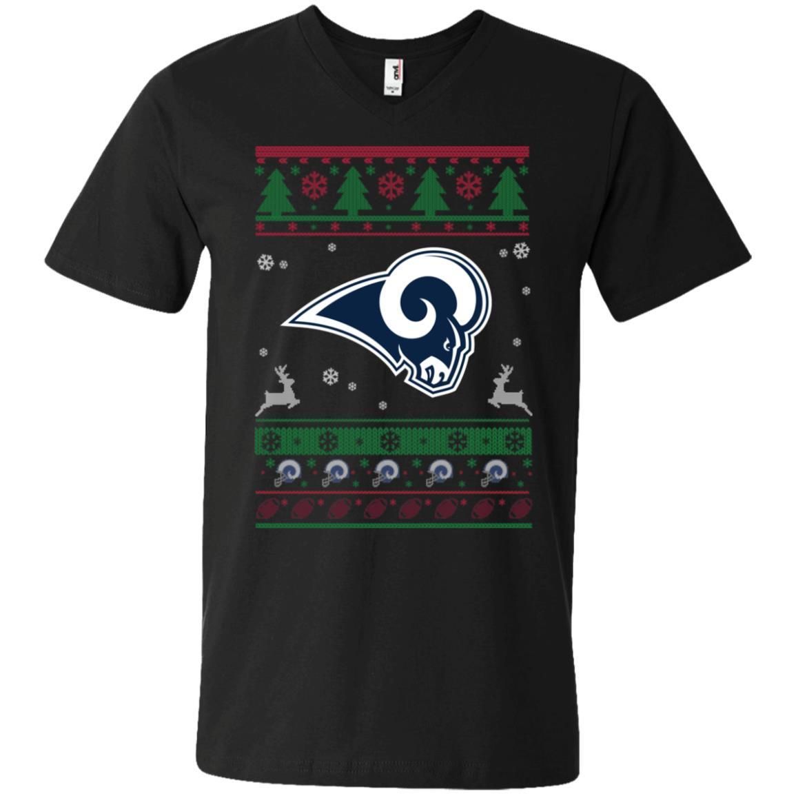 Los Angeles Rams Logo Football Teams Ugly Christmas Sweater Men V-Neck T-Shirt