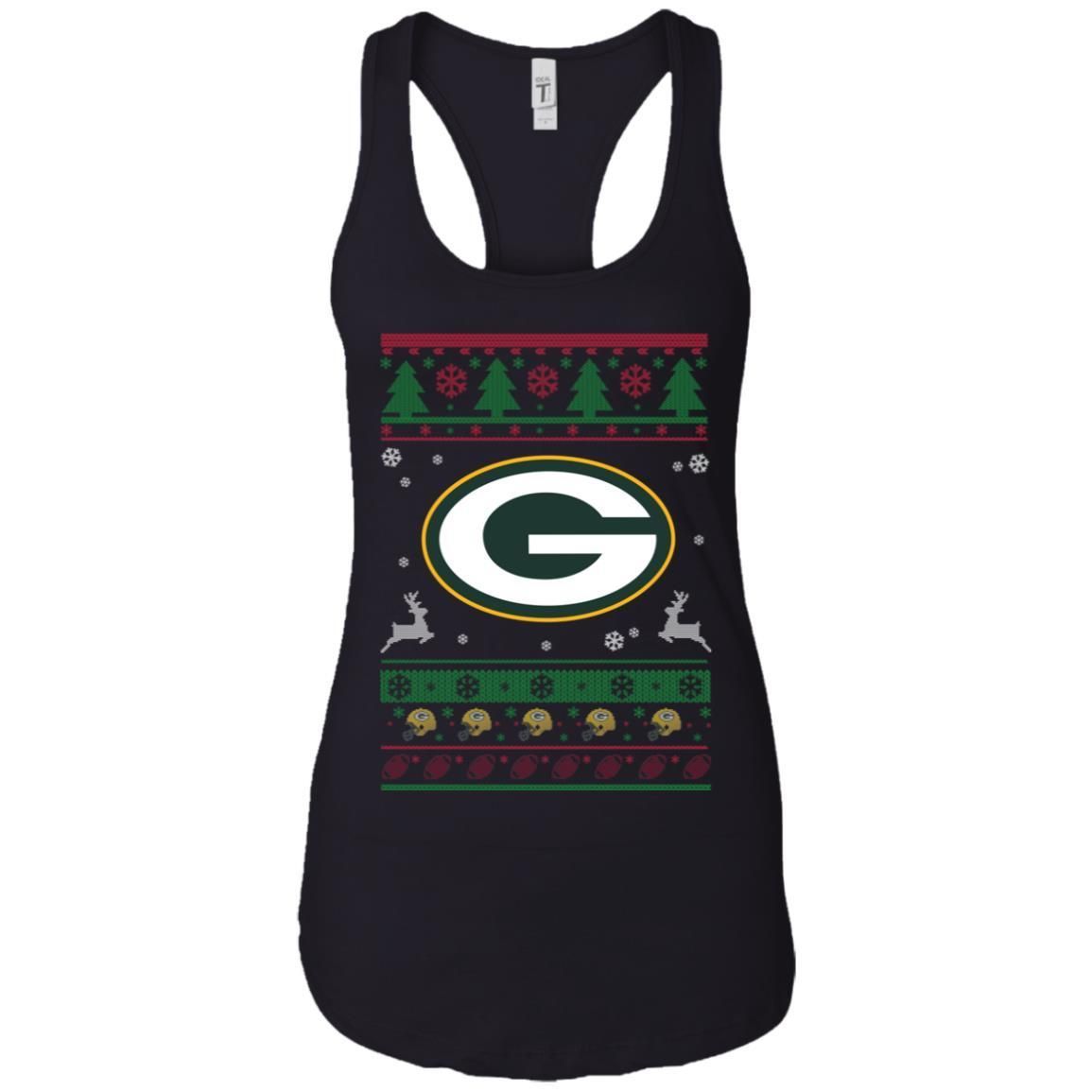 Green Bay Packers Logo Football Teams Ugly Christmas Sweater Women Tank